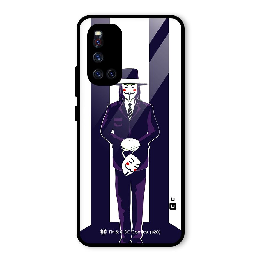 Vendetta Gentleman Holding Mask Illustration Glass Back Case for Vivo V19