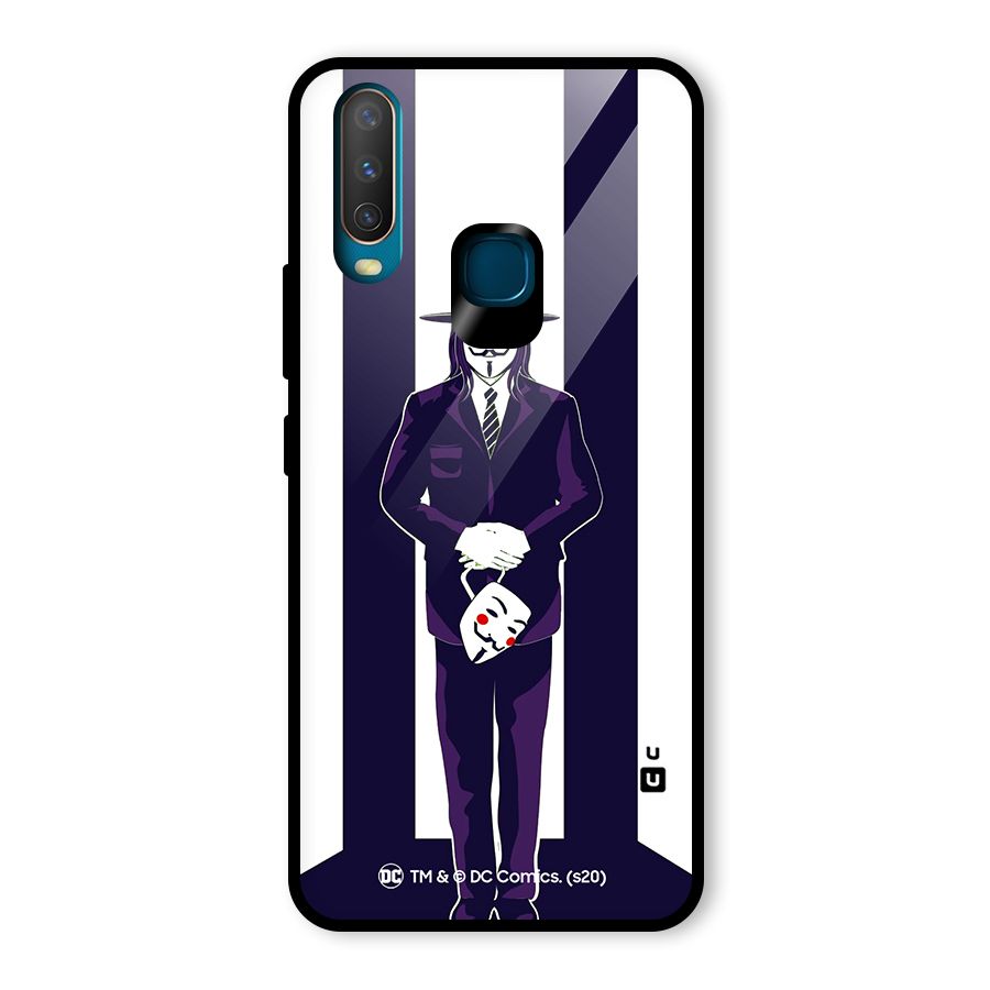 Vendetta Gentleman Holding Mask Illustration Glass Back Case for Vivo Y15