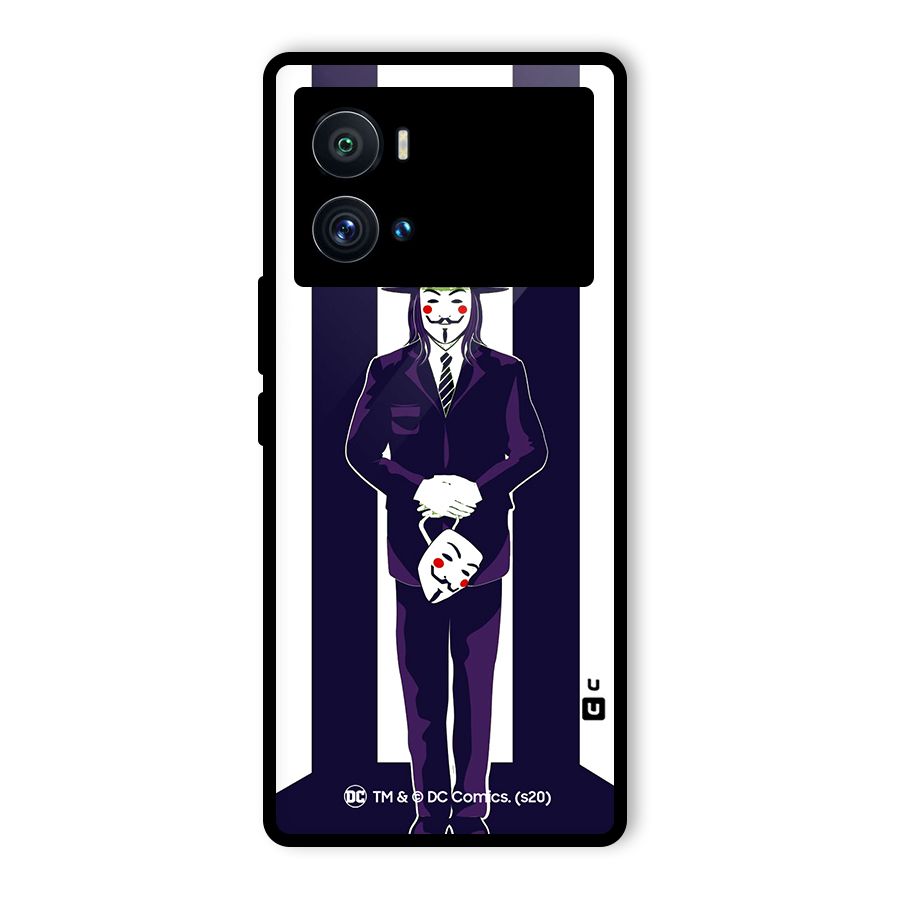 Vendetta Gentleman Holding Mask Illustration Glass Back Case for Vivo iQOO 9 Pro