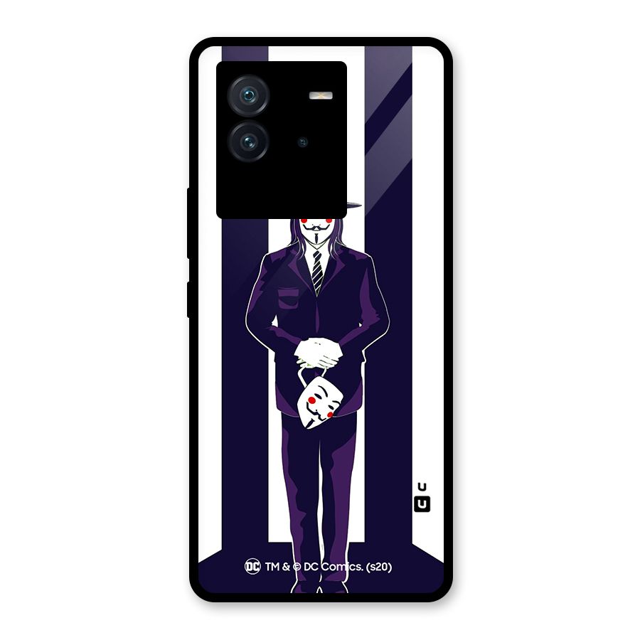 Vendetta Gentleman Holding Mask Illustration Glass Back Case for Vivo iQOO Neo 6 5G
