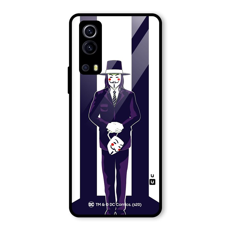 Vendetta Gentleman Holding Mask Illustration Glass Back Case for Vivo iQOO Z3