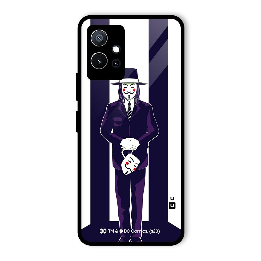 Vendetta Gentleman Holding Mask Illustration Glass Back Case for Vivo iQOO Z6