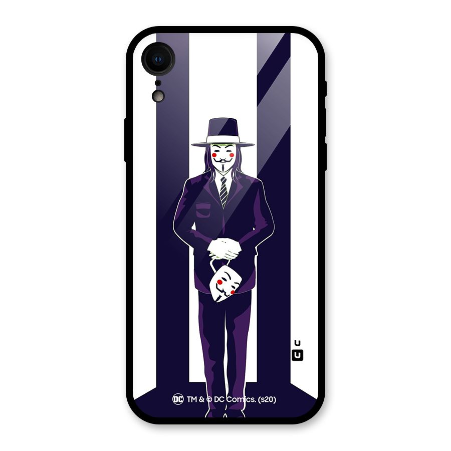 Vendetta Gentleman Holding Mask Illustration Glass Back Case for XR