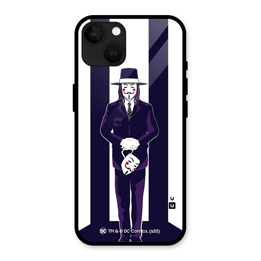 Vendetta Gentleman Holding Mask Illustration Glass Back Case for iPhone 13