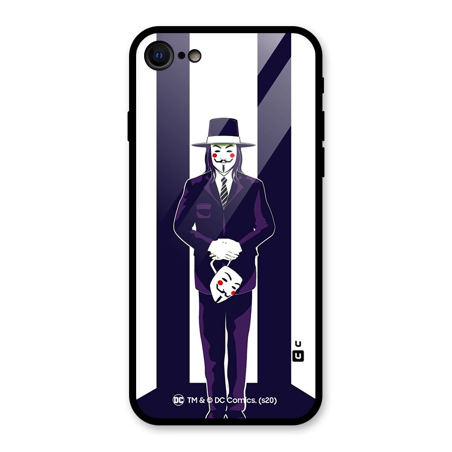 Vendetta Gentleman Holding Mask Illustration Glass Back Case for iPhone SE 2022