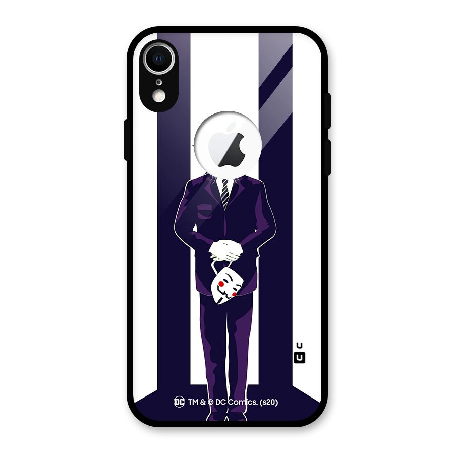 Vendetta Gentleman Holding Mask Illustration Glass Back Case for iPhone XR Logo Cut
