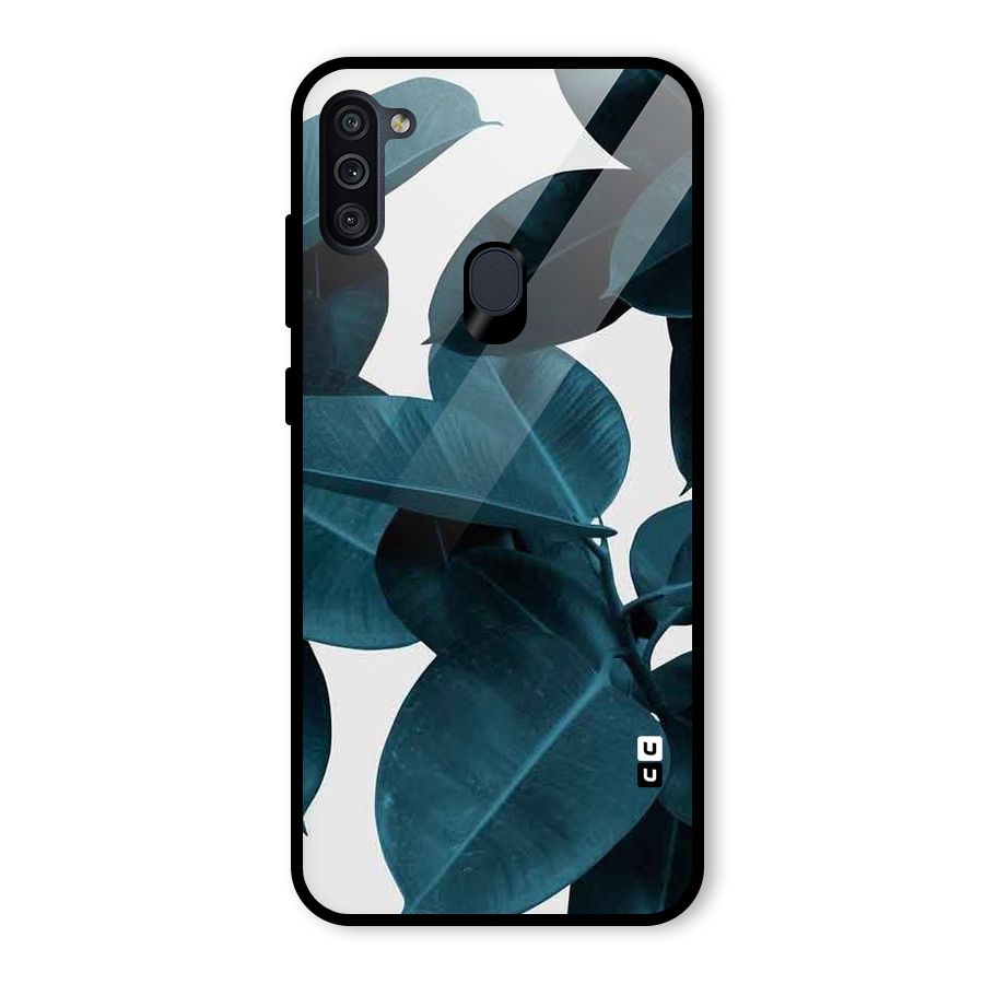 Very Aesthetic Leafs Glass Back Case for Galaxy M11