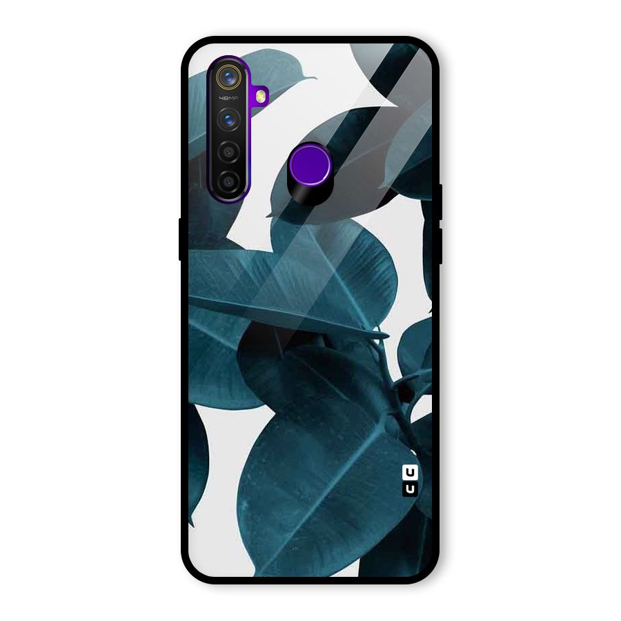 Very Aesthetic Leafs Glass Back Case for Realme 5 Pro