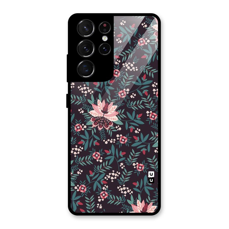 Very Leafy Pattern Glass Back Case for Galaxy S21 Ultra 5G