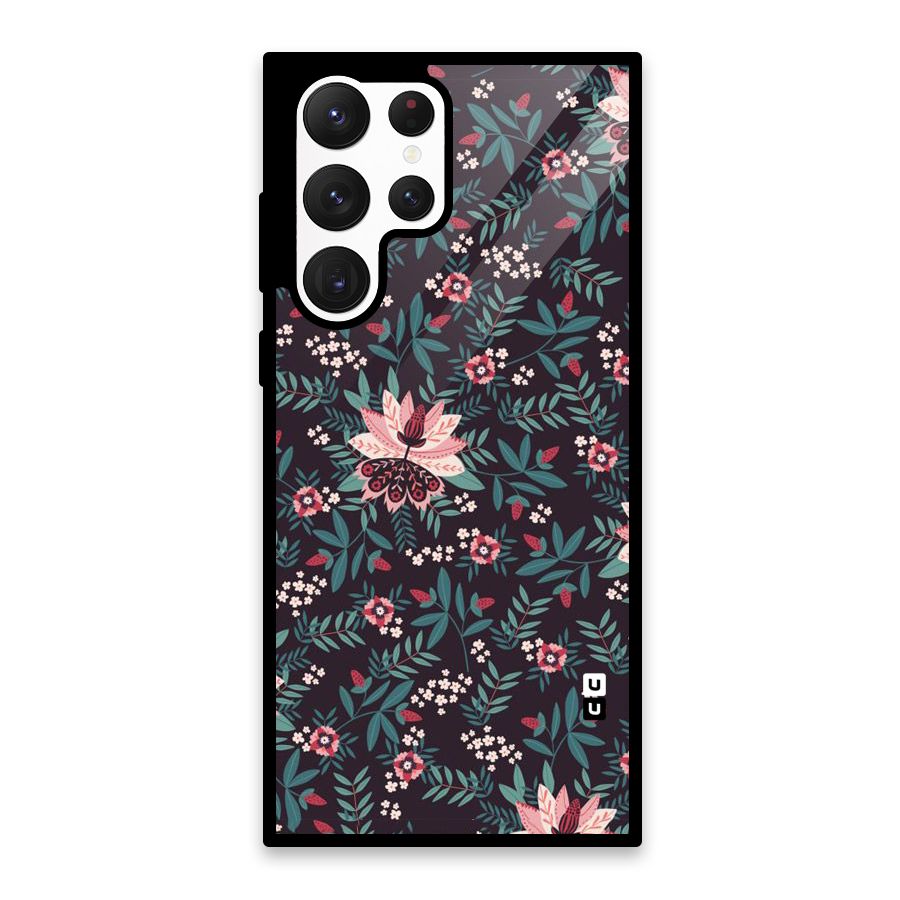 Very Leafy Pattern Glass Back Case for Galaxy S22 Ultra 5G