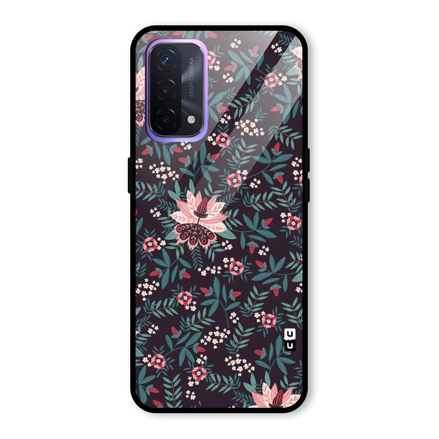 Very Leafy Pattern Glass Back Case for Oppo A74 5G