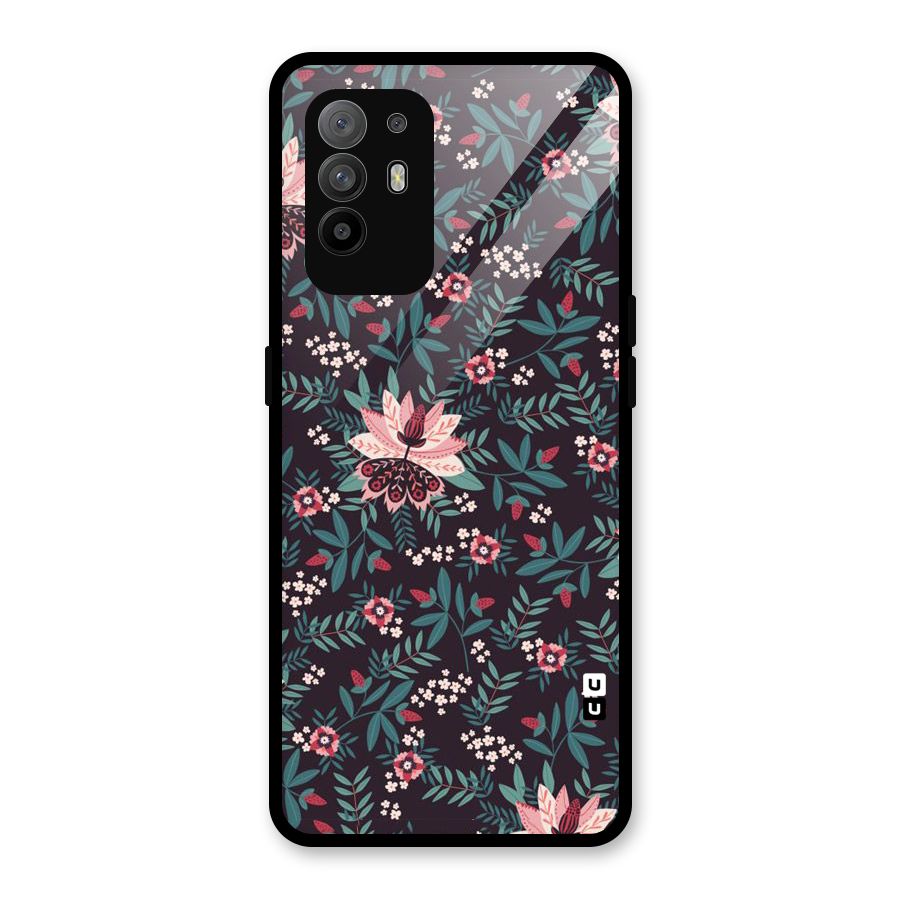Very Leafy Pattern Glass Back Case for Oppo F19 Pro Plus 5G