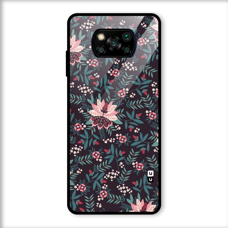 Very Leafy Pattern Glass Back Case for Poco X3