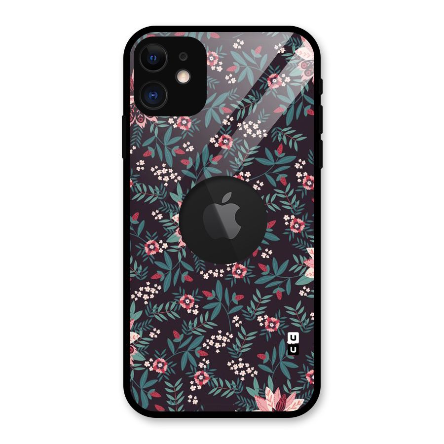 Very Leafy Pattern Glass Back Case for iPhone 11 Logo Cut