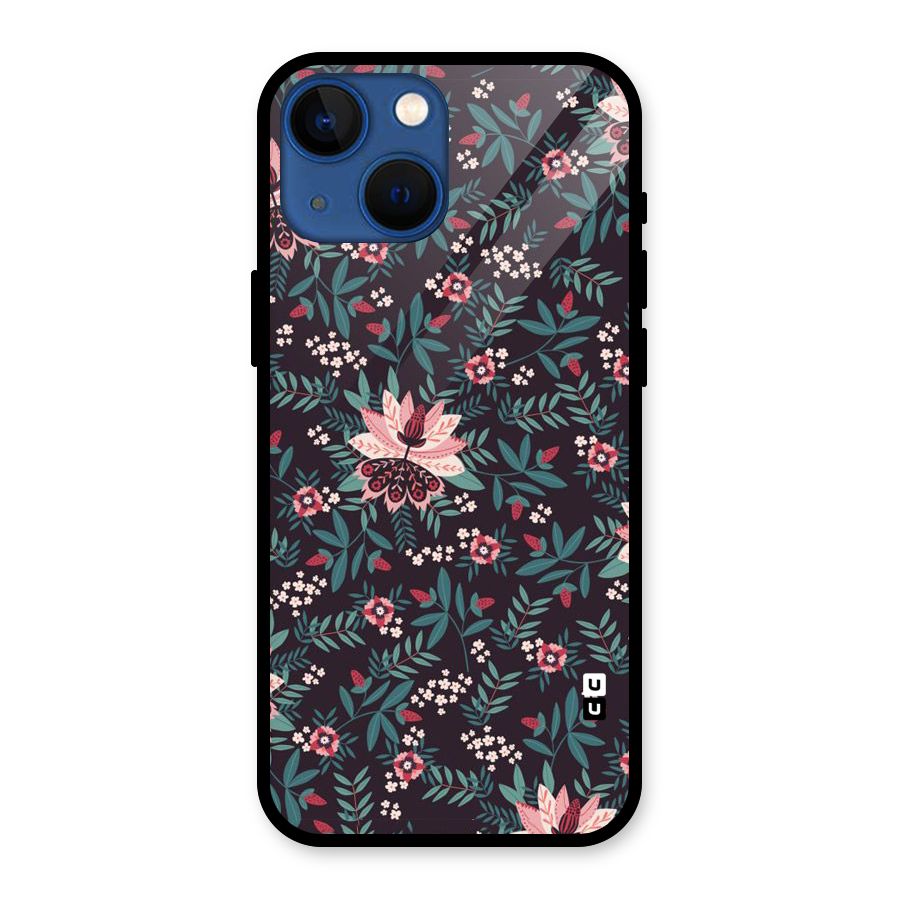 Very Leafy Pattern Glass Back Case for iPhone 13 Mini