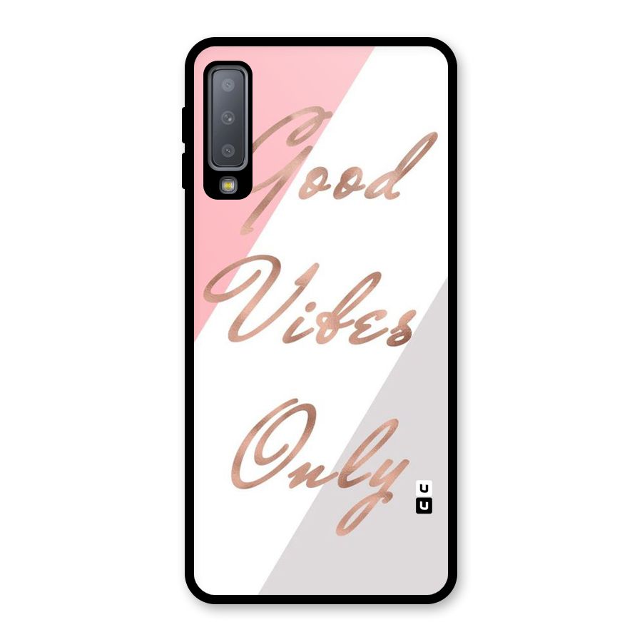 Vibes Classic Stripes Glass Back Case for Galaxy A7 (2018)