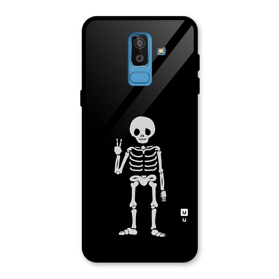 Victory Skeleton Spooky Glass Back Case for Galaxy J8