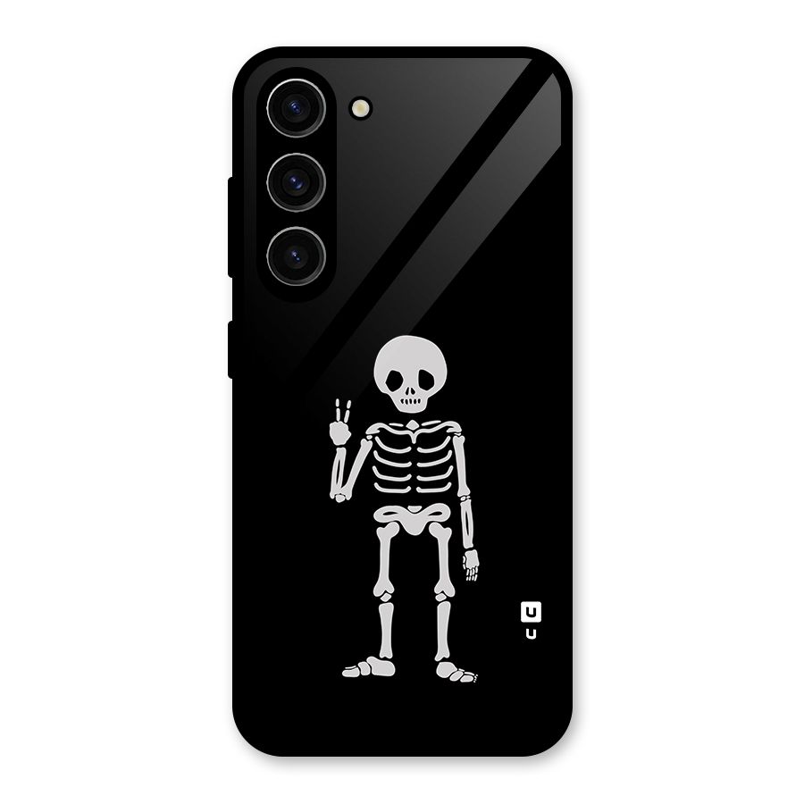 Victory Skeleton Spooky Glass Back Case for Galaxy S23