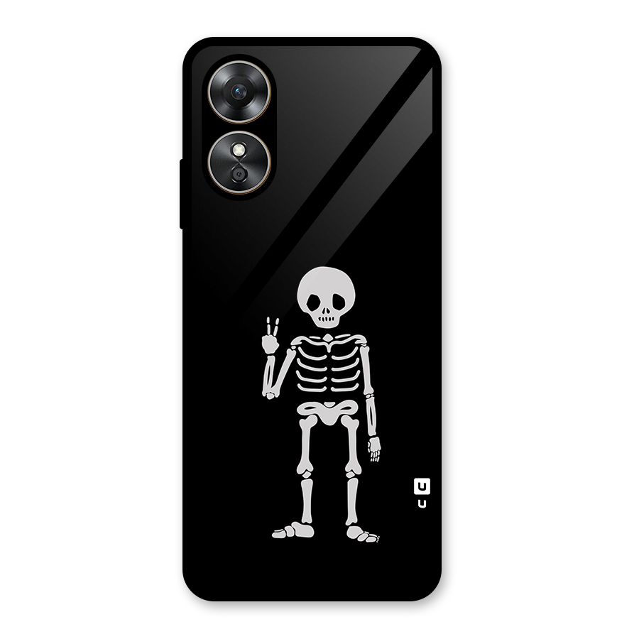 Victory Skeleton Spooky Glass Back Case for Oppo A17
