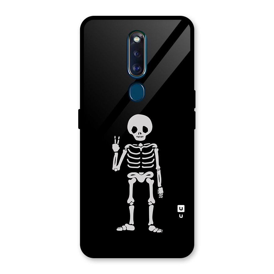 Victory Skeleton Spooky Glass Back Case for Oppo F11 Pro