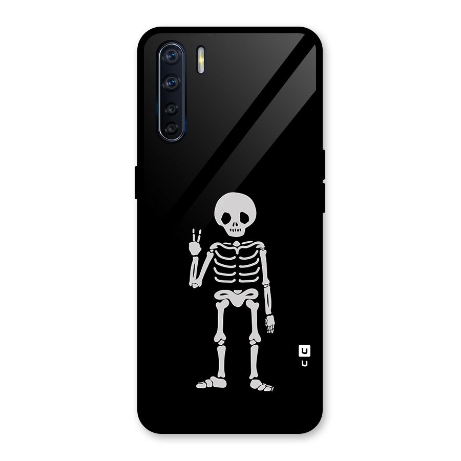 Victory Skeleton Spooky Glass Back Case for Oppo F15