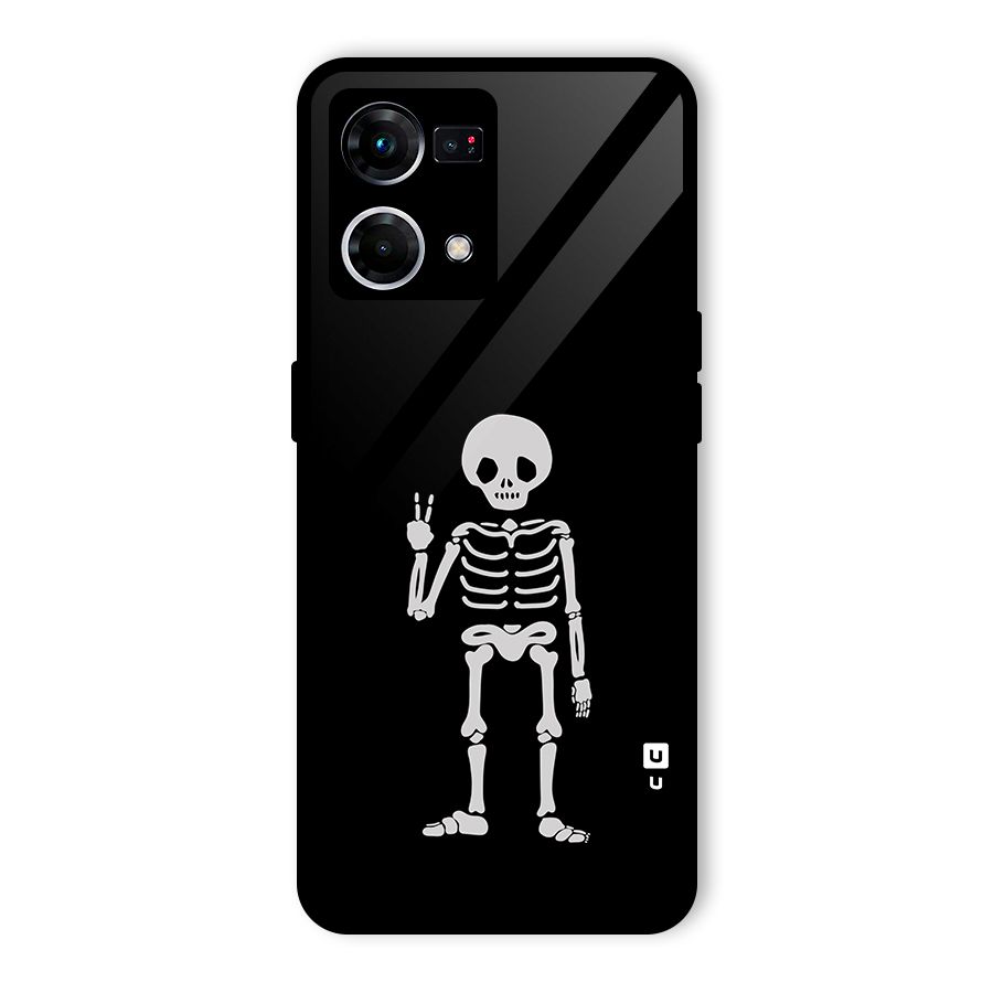 Victory Skeleton Spooky Glass Back Case for Oppo F21 Pro 5G