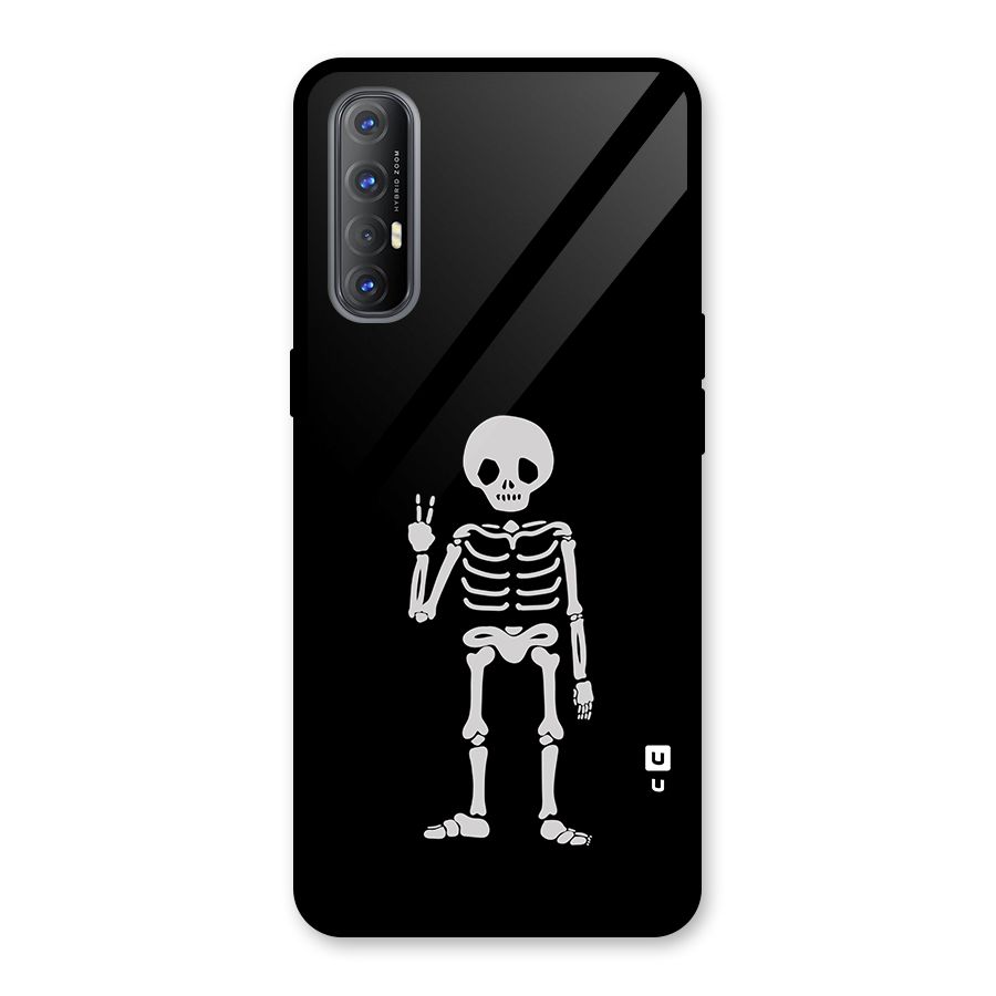 Victory Skeleton Spooky Glass Back Case for Oppo Reno3 Pro