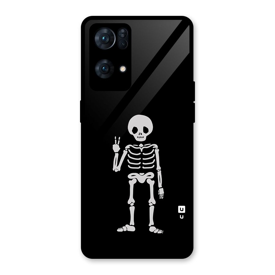 Victory Skeleton Spooky Glass Back Case for Oppo Reno7 Pro 5G