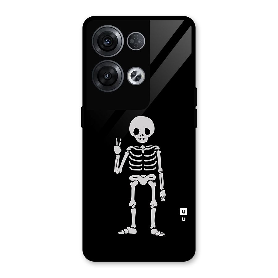Victory Skeleton Spooky Glass Back Case for Oppo Reno8 Pro 5G