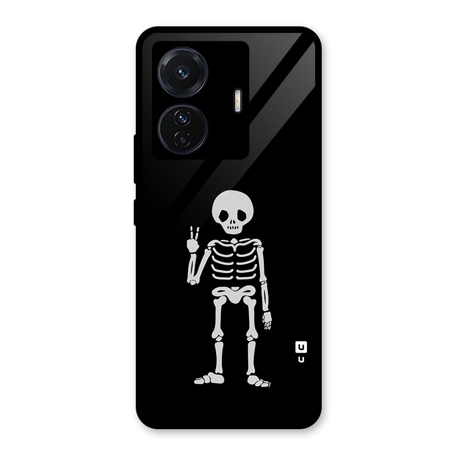 Victory Skeleton Spooky Glass Back Case for Vivo T1 Pro