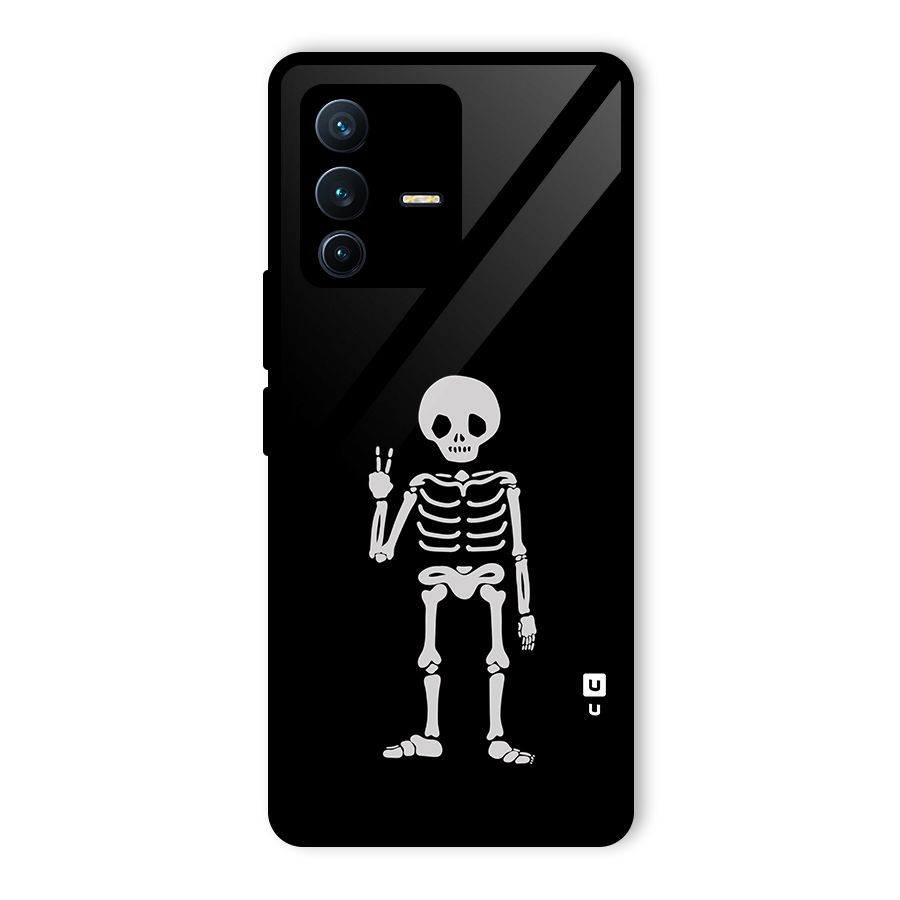 Victory Skeleton Spooky Glass Back Case for Vivo V23 Pro