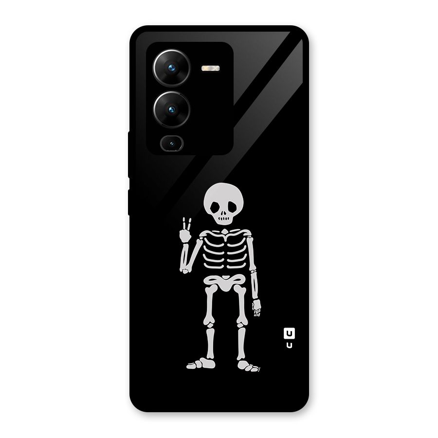 Victory Skeleton Spooky Glass Back Case for Vivo V25 Pro