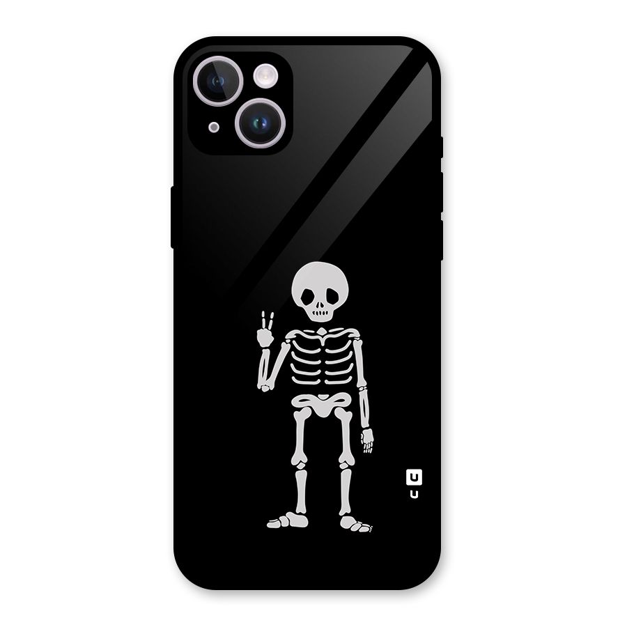 Victory Skeleton Spooky Glass Back Case for iPhone 14 Plus