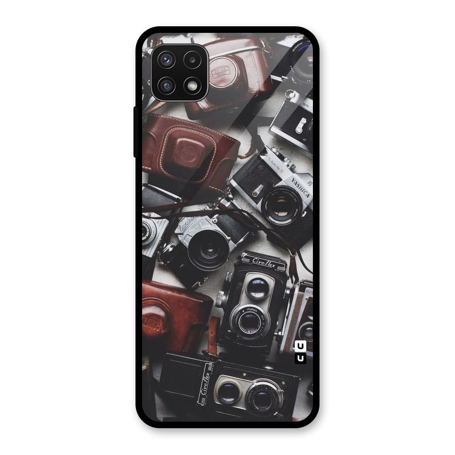 Vintage Beauty Shutter Glass Back Case for Galaxy A22 5G