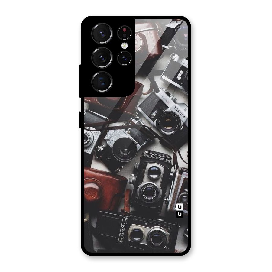 Vintage Beauty Shutter Glass Back Case for Galaxy S21 Ultra 5G