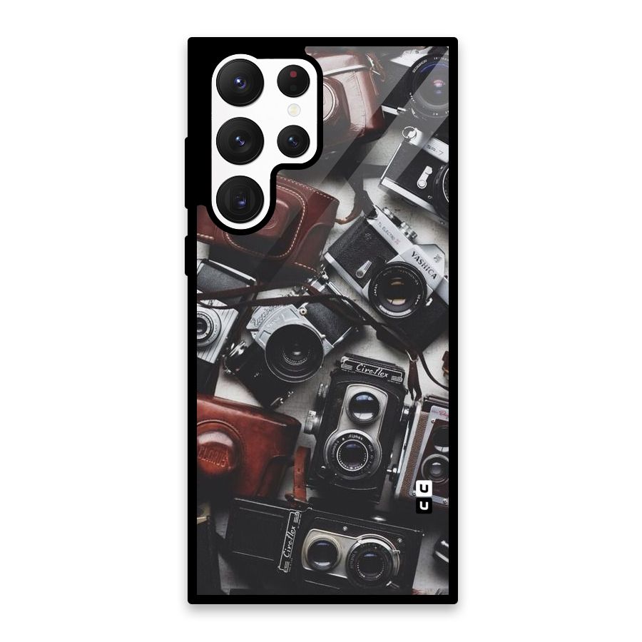Vintage Beauty Shutter Glass Back Case for Galaxy S22 Ultra 5G