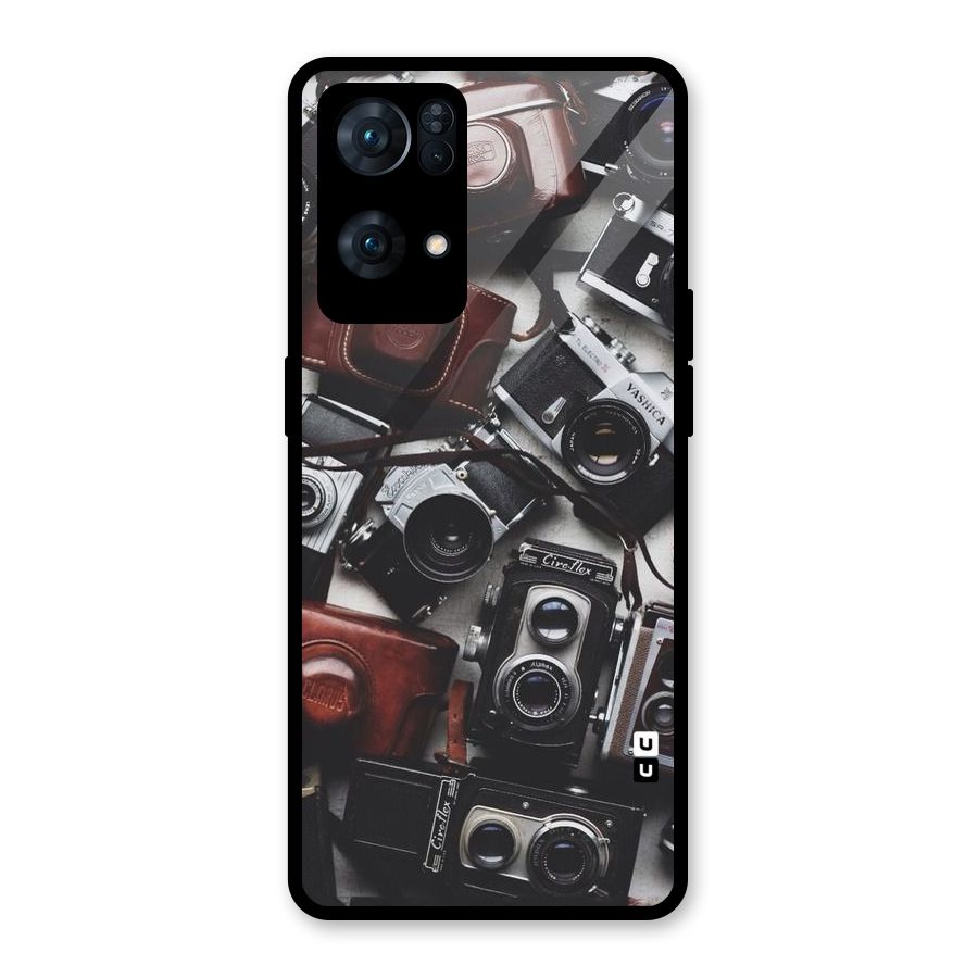 Vintage Beauty Shutter Glass Back Case for Oppo Reno7 Pro 5G