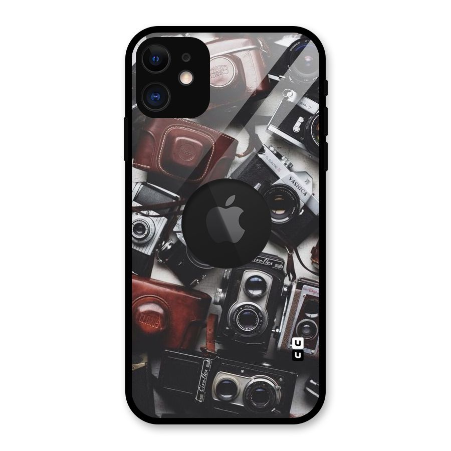 Vintage Beauty Shutter Glass Back Case for iPhone 11 Logo Cut