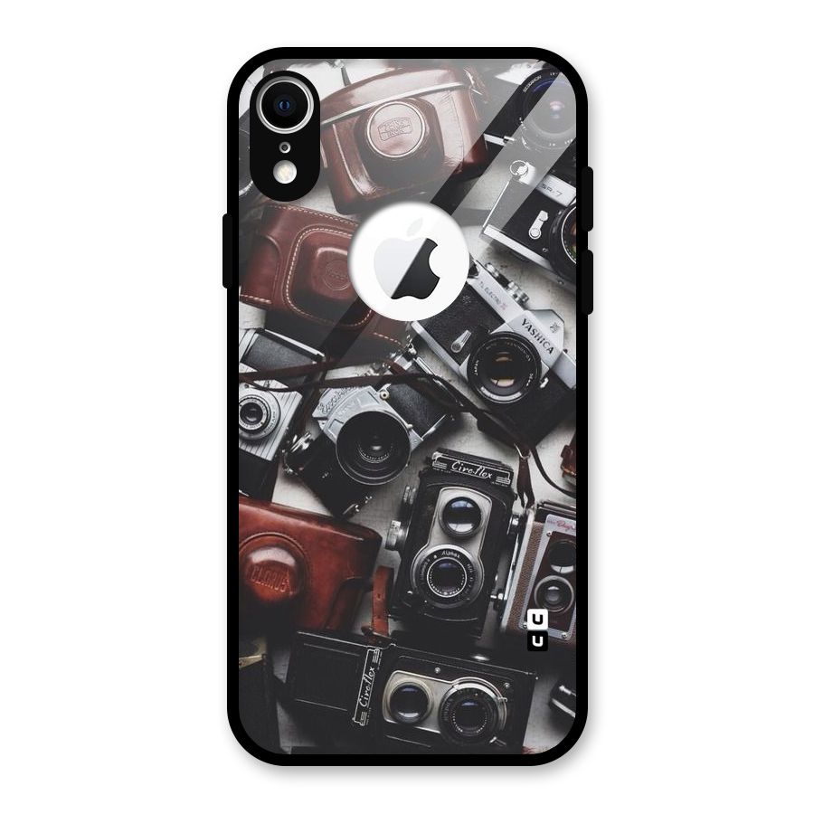 Vintage Beauty Shutter Glass Back Case for iPhone XR Logo Cut