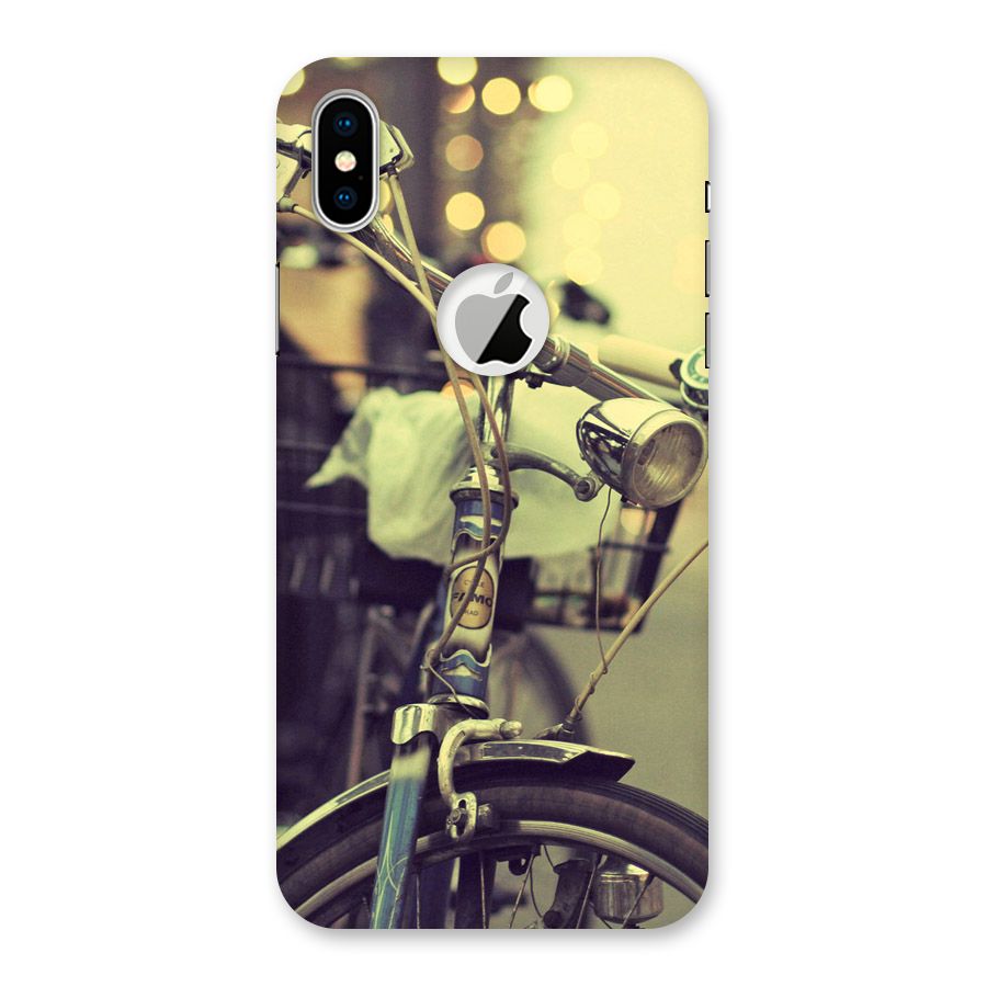 Vintage Bicycle Back Case for iPhone X Logo Cut