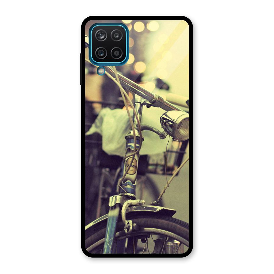 Vintage Bicycle Glass Back Case for Galaxy A12
