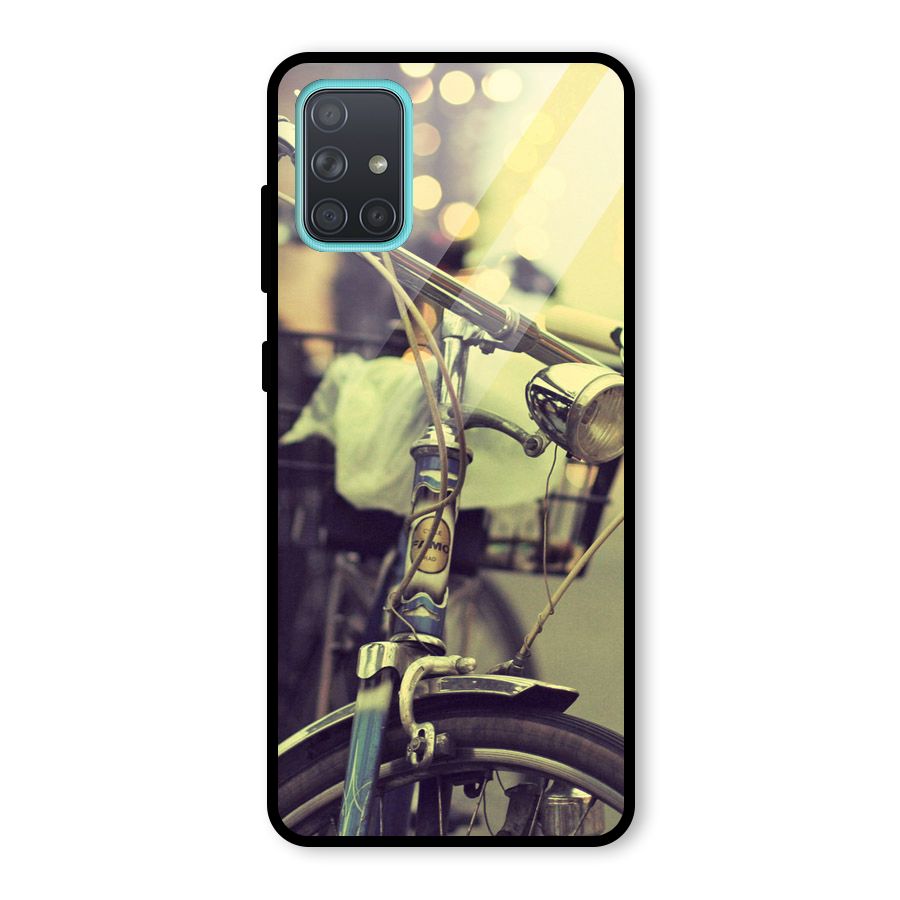 Vintage Bicycle Glass Back Case for Galaxy A71