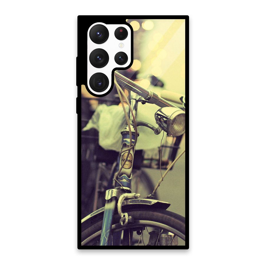 Vintage Bicycle Glass Back Case for Galaxy S22 Ultra 5G