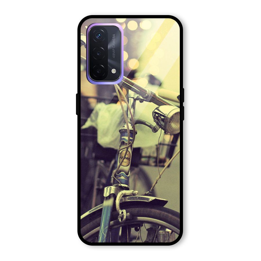 Vintage Bicycle Glass Back Case for Oppo A74 5G