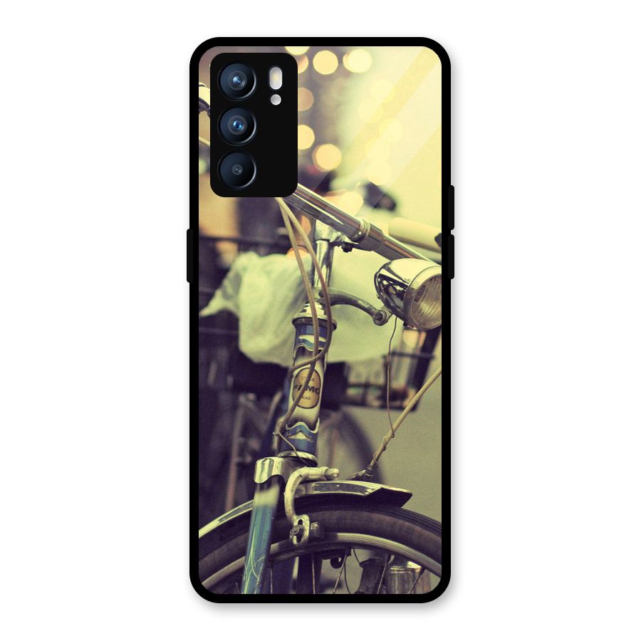 Vintage Bicycle Glass Back Case for Oppo Reno6 5G