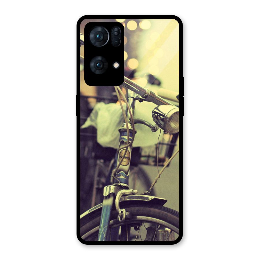 Vintage Bicycle Glass Back Case for Oppo Reno7 Pro 5G