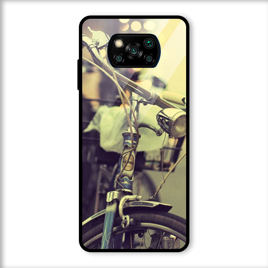 Vintage Bicycle Glass Back Case for Poco X3