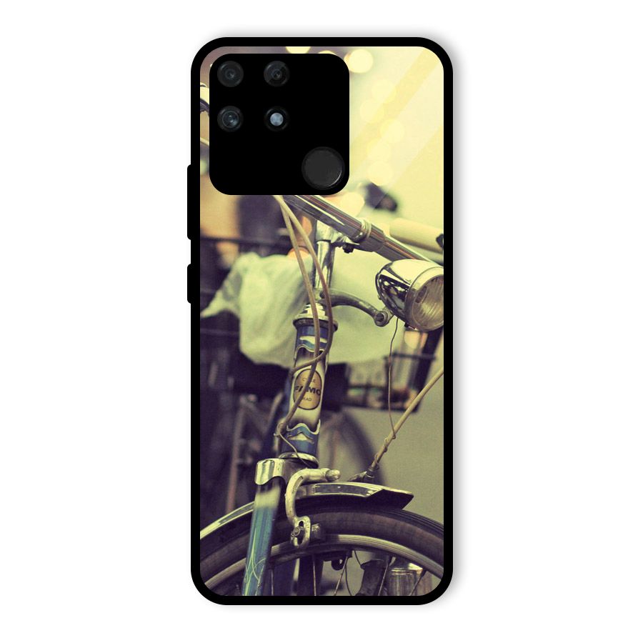 Vintage Bicycle Glass Back Case for Realme Narzo 50A