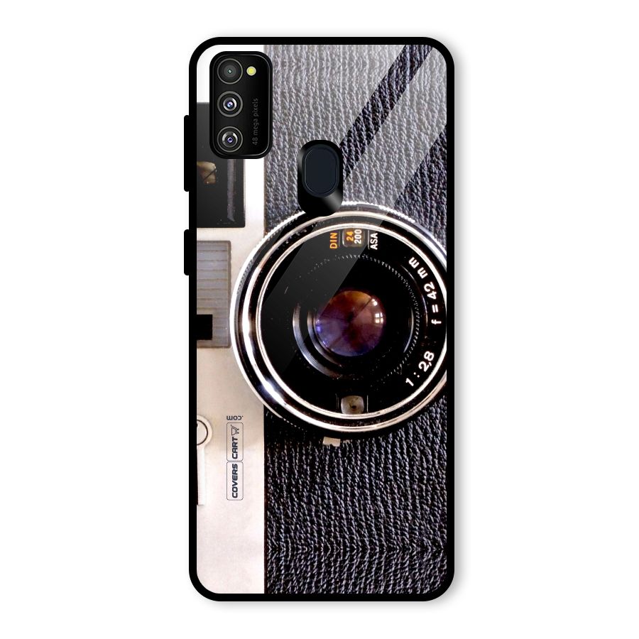 Vintage Camera Glass Back Case for Galaxy M21