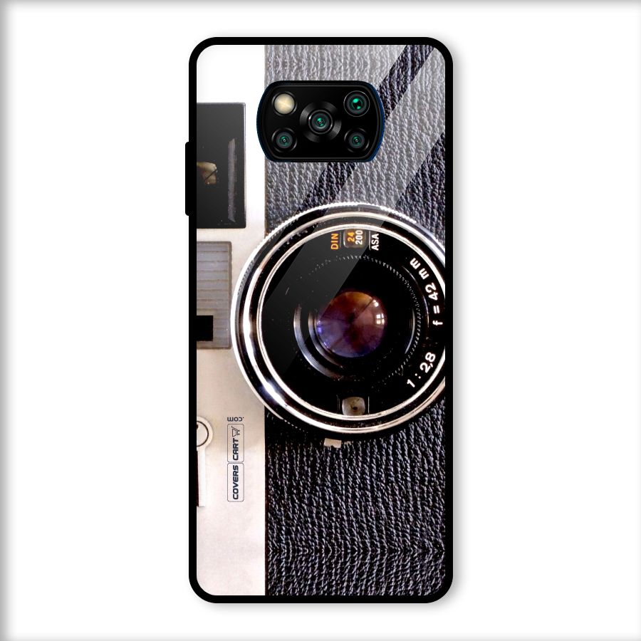 Vintage Camera Glass Back Case for Poco X3